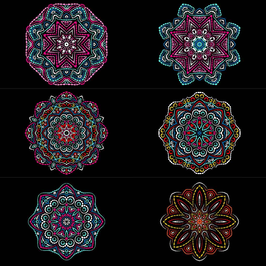 Set of gorgeous images of geometric mandalas
