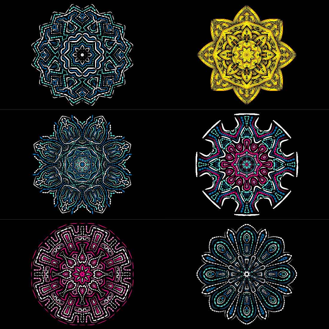 Pack of adorable images of geometric mandalas