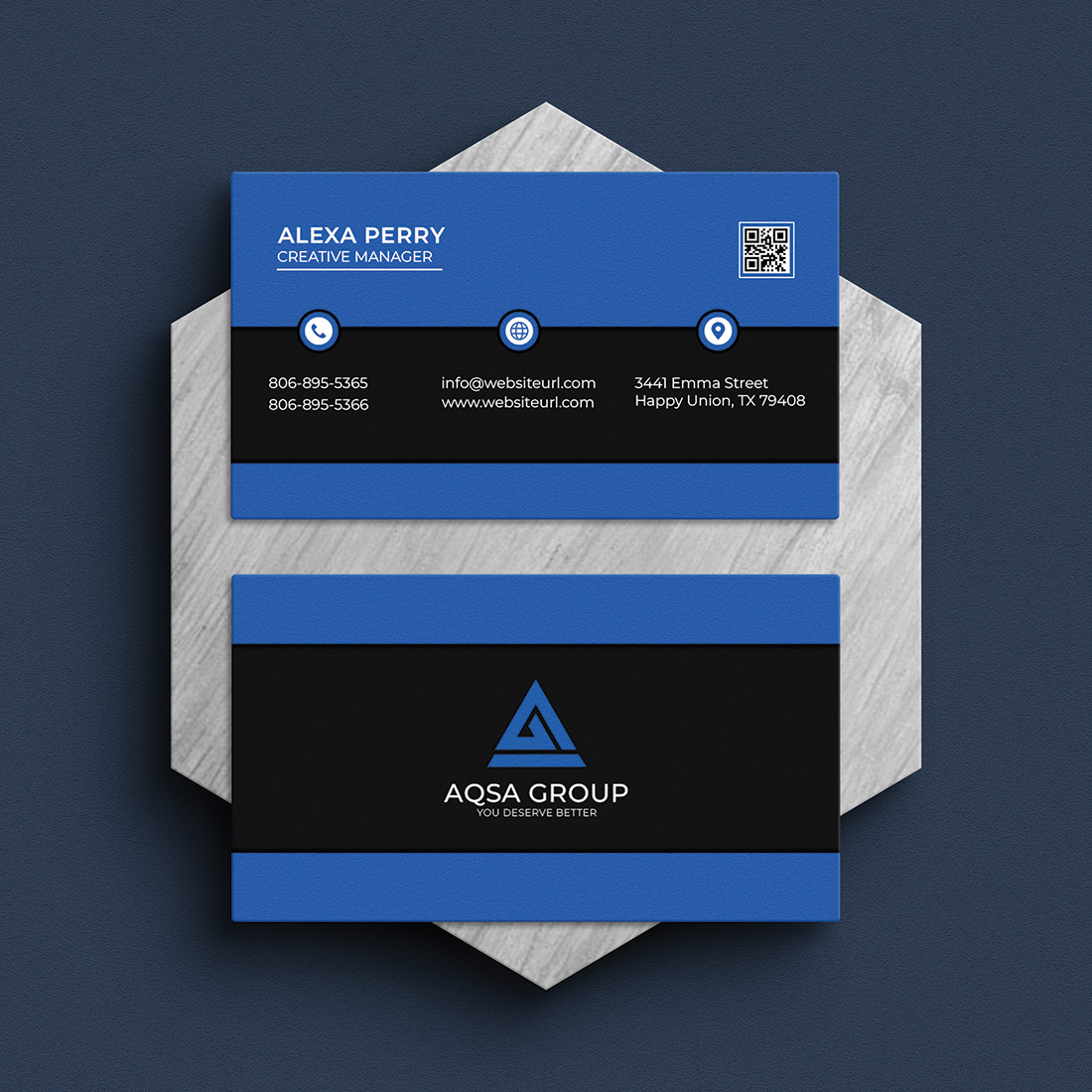 Creative Business Card Blue Template cover image.