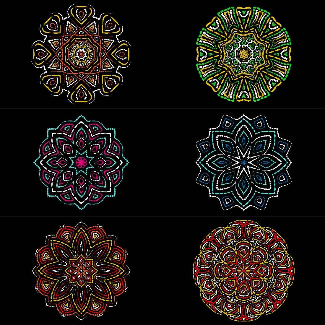 A selection of unique images of geometric mandalas