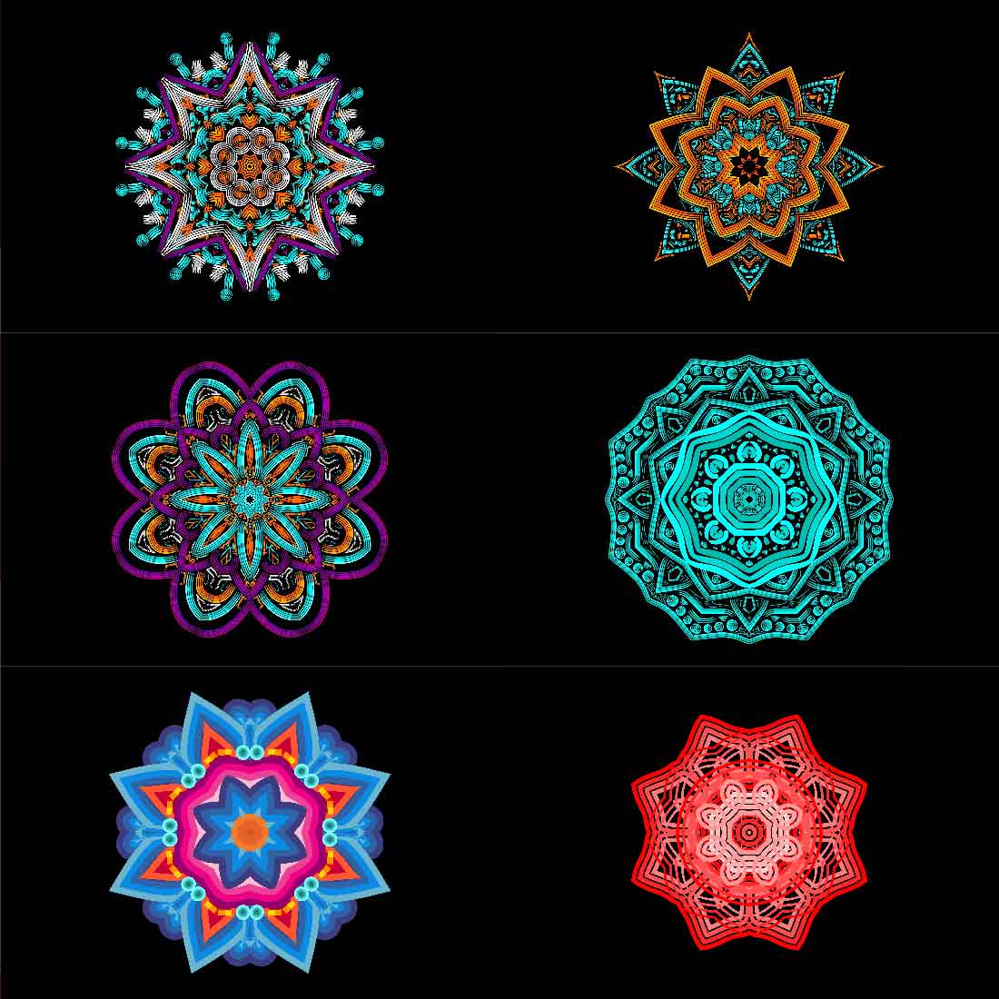 Pack of unique images of geometric mandalas