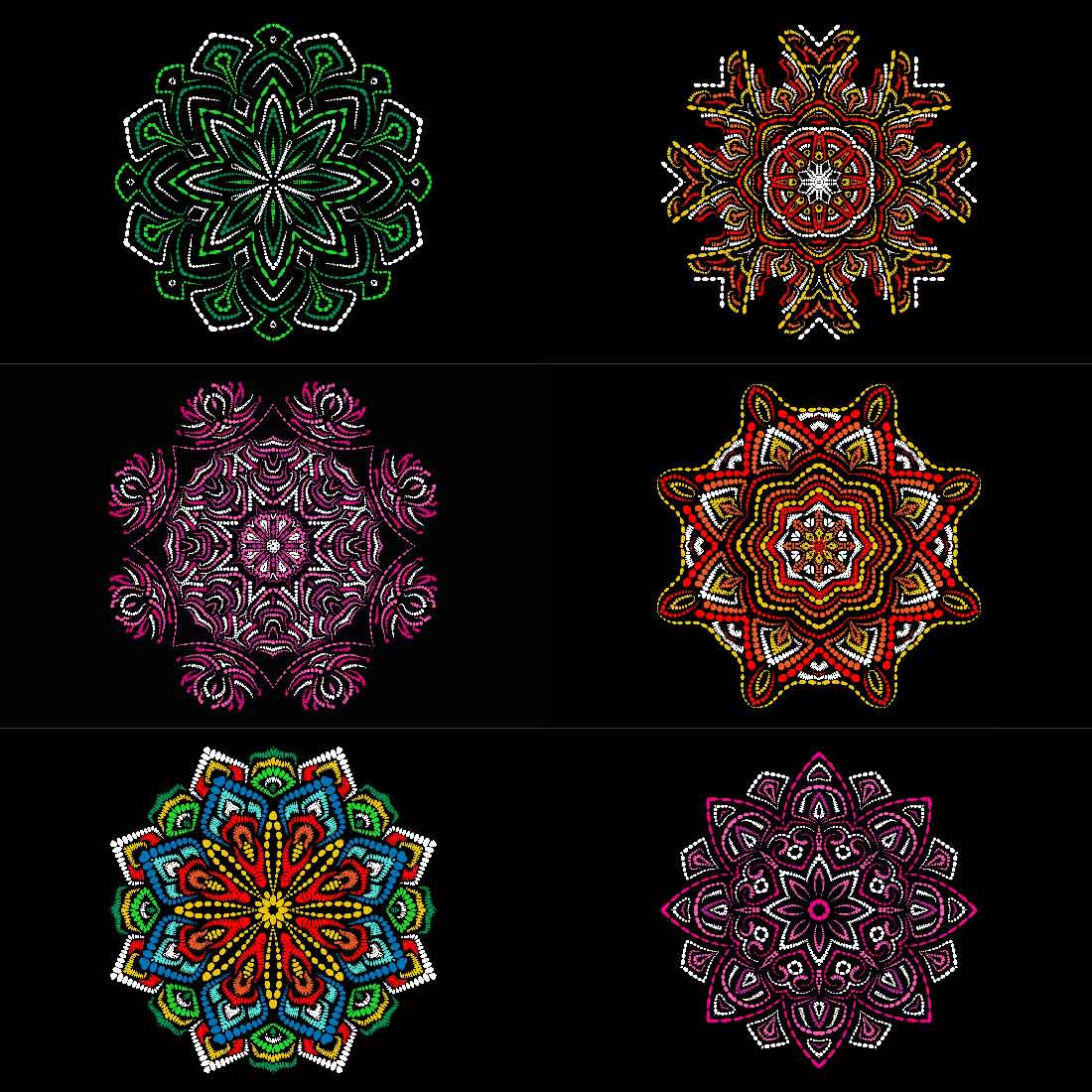 Pack of unique images of geometric mandalas