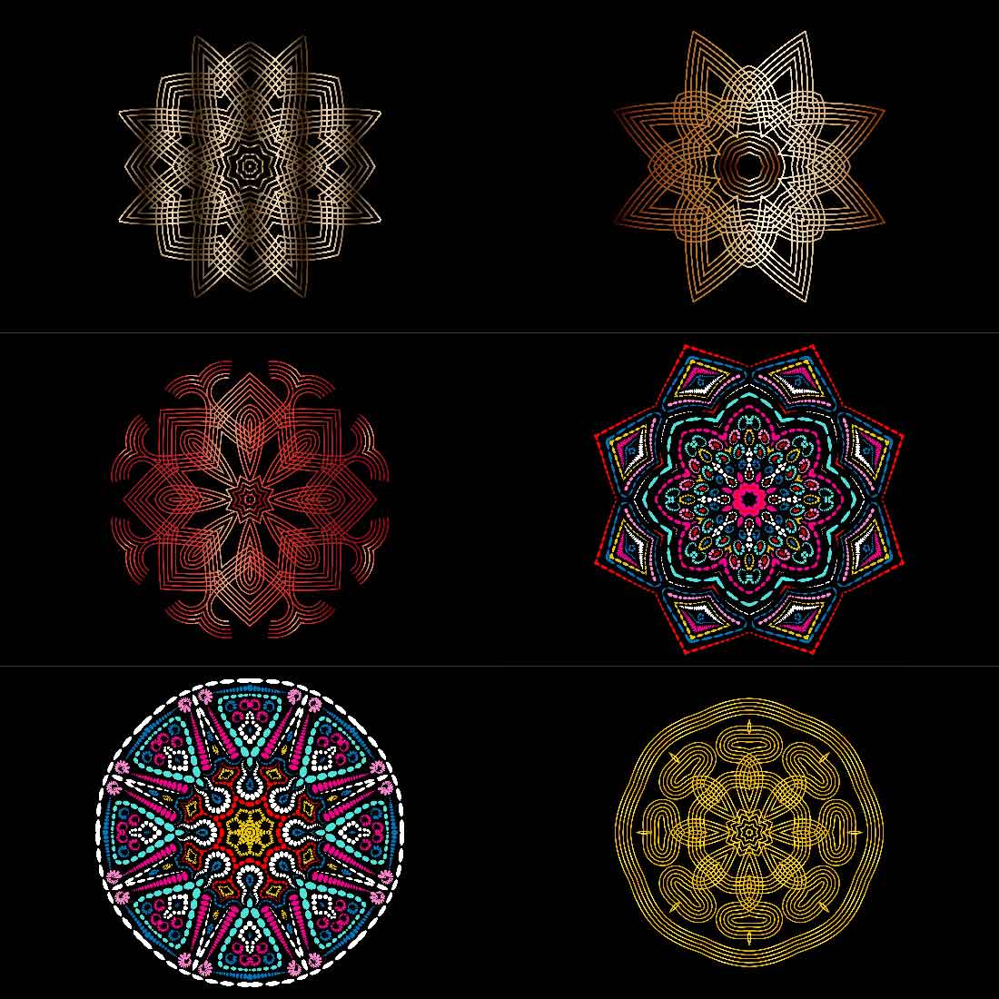 A selection of unique images of geometric mandalas