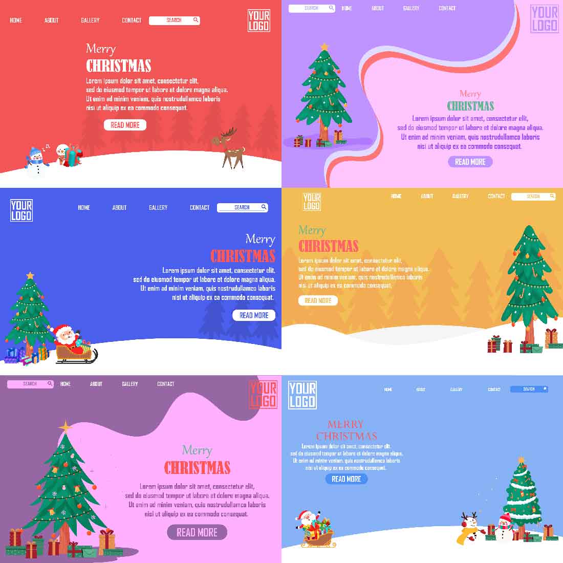 Colorful Landing Pages Xmas Design cover image.