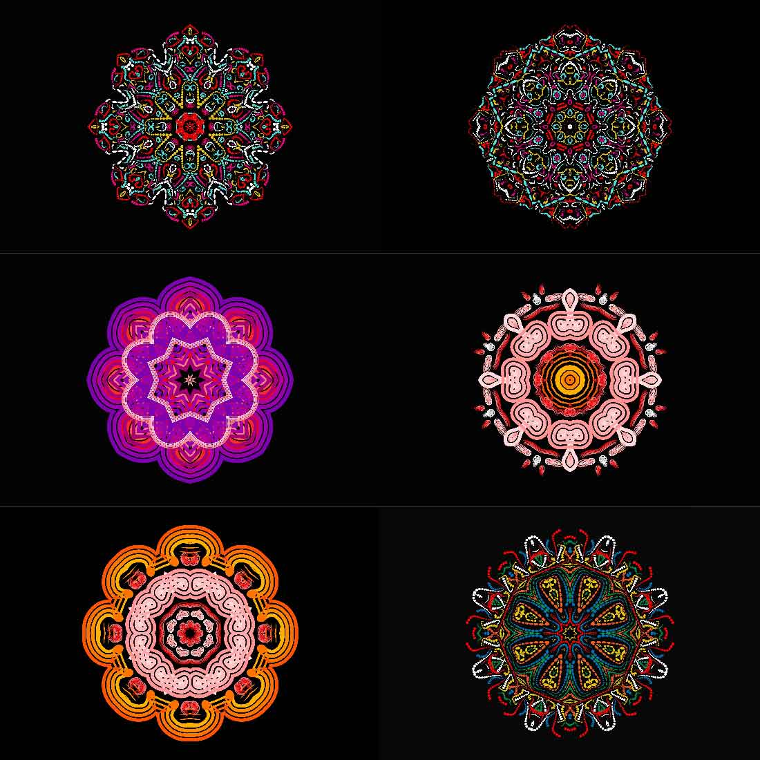 Pack of unique images of geometric mandalas