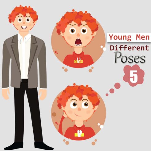 Young Men Flat Character Design cover image.