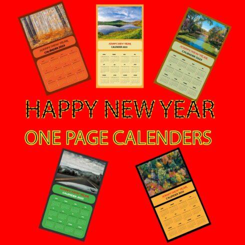 Happy New Year Beautiful One Page Calendars Design cover image.