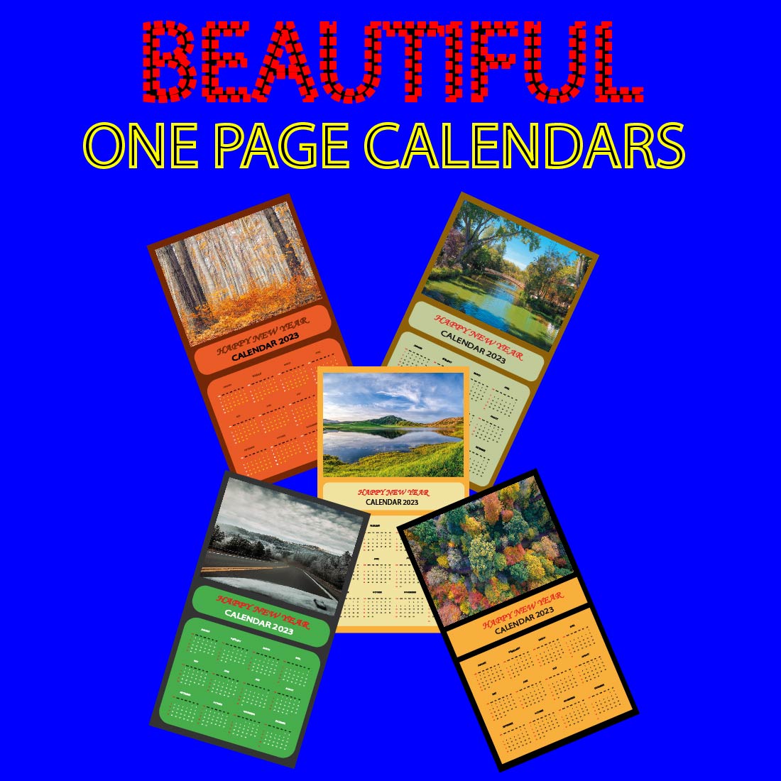 Beautiful One Page Calendars Design cover image.