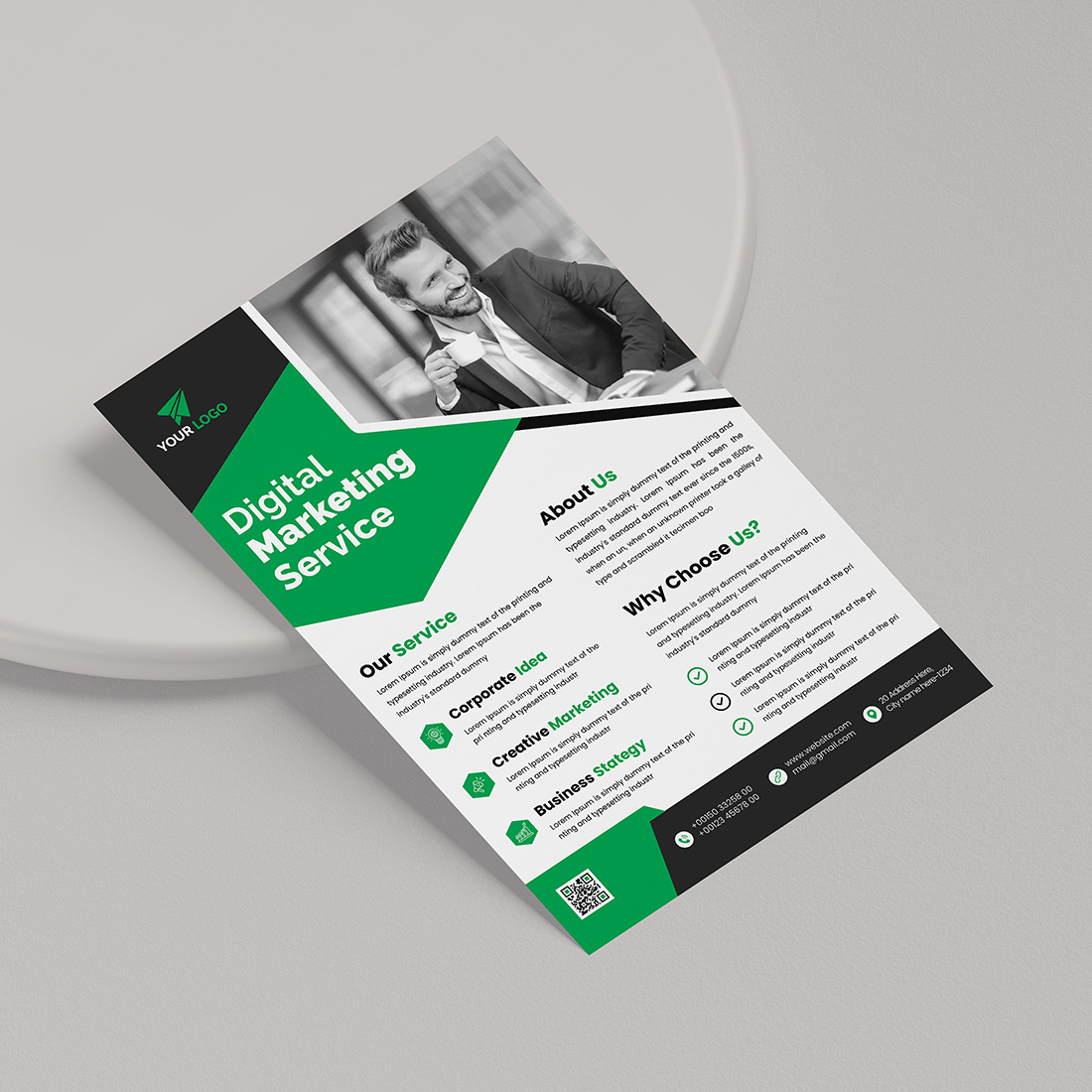 Image of beautiful business flyer with green design