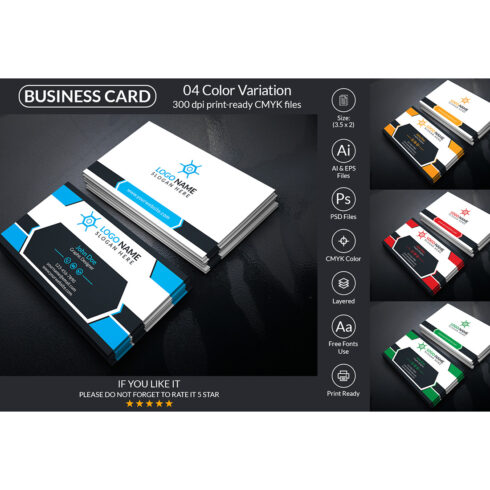 Corporate Business Card Multicoloured Design Template cover image.