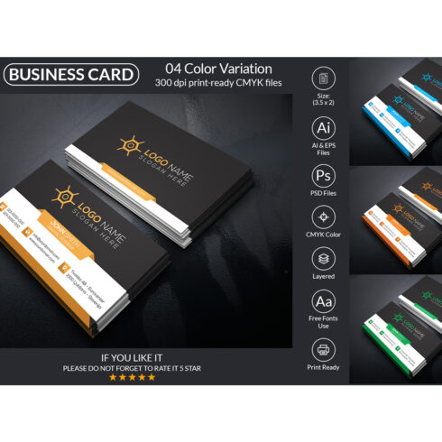 Corporate Business Card Design Template cover image.