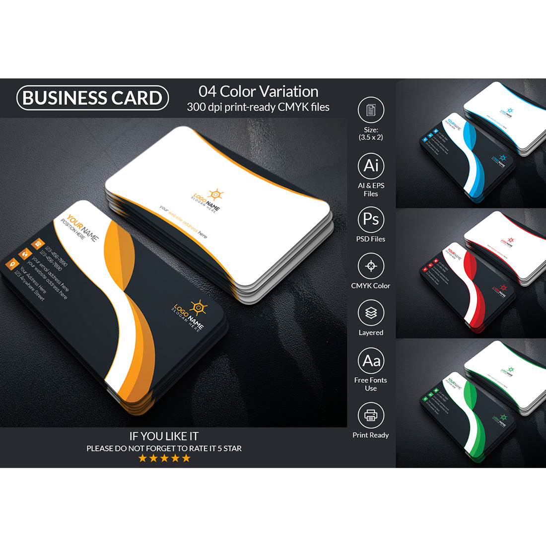 Professional Business Card Design Template - MasterBundles