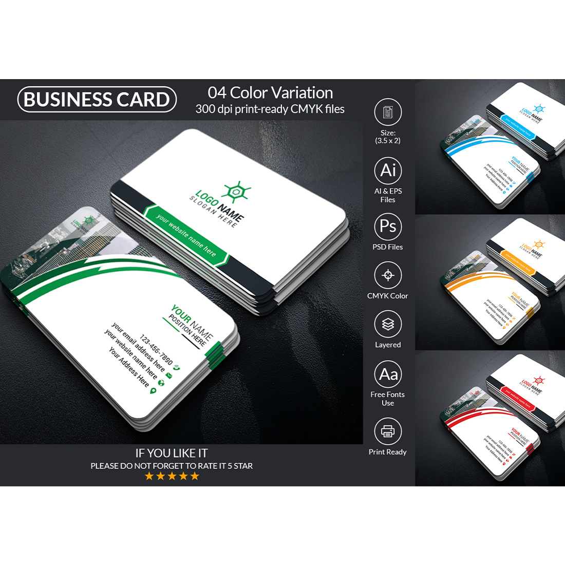 Modern Business Card Design Template cover image.