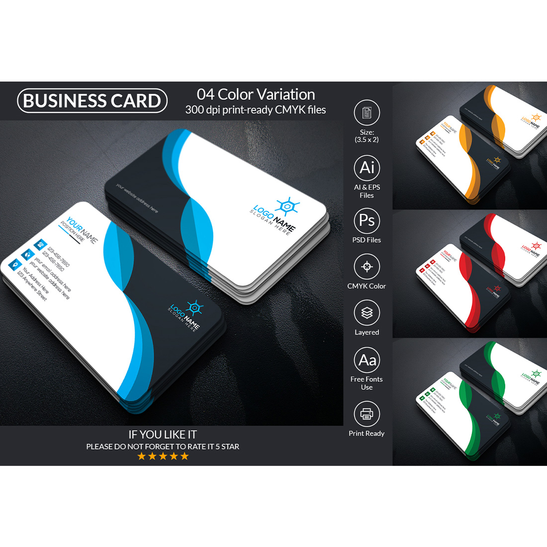 Modern Business Card Design Template cover image.