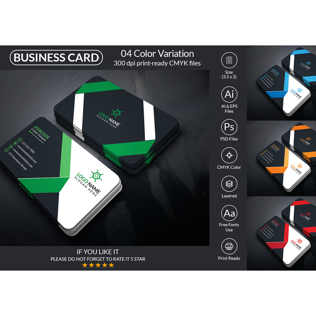 Modern Business Card Design Template cover image.