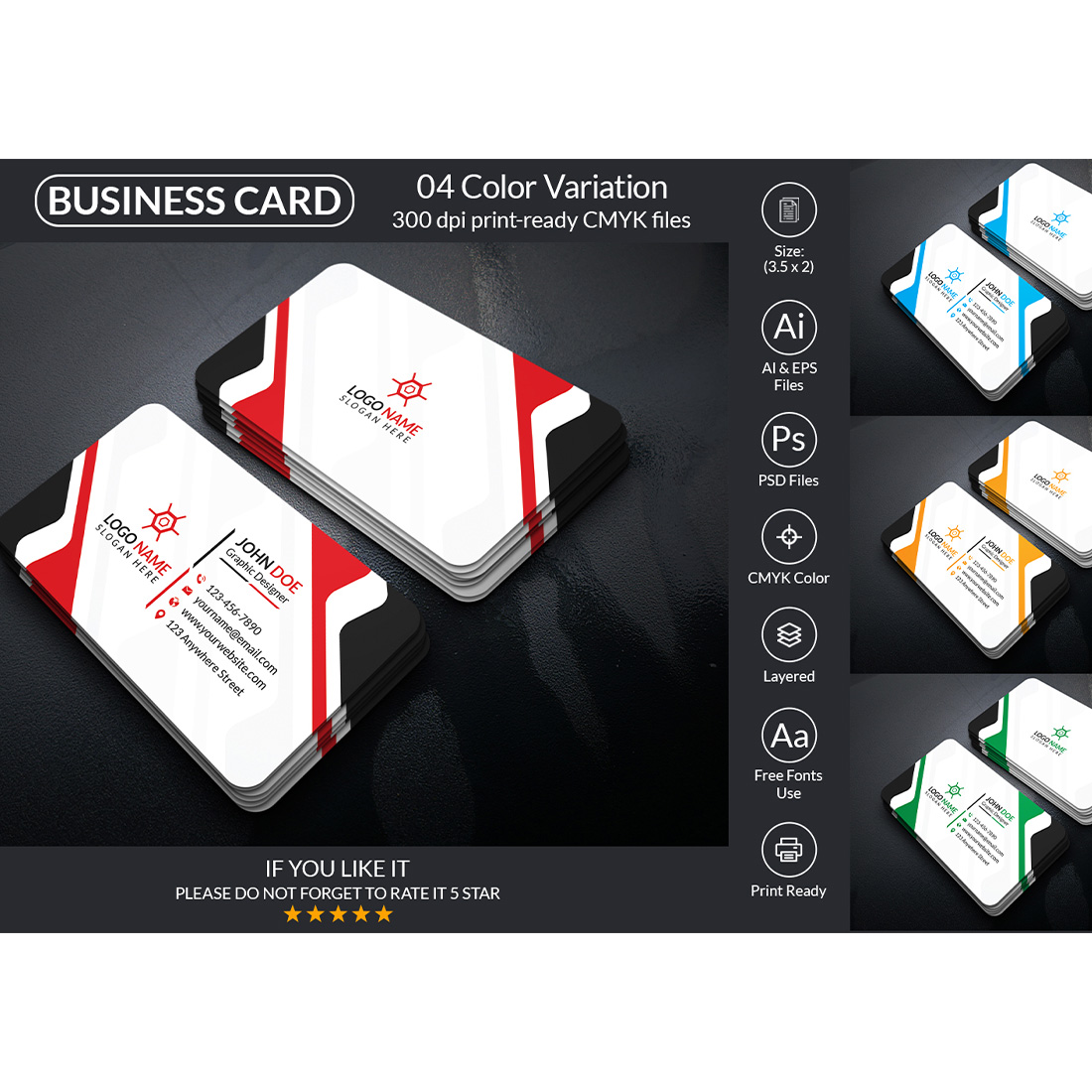 Minimal Business Card Design Template cover image.