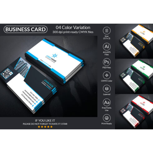 Professional Business Card Design Template cover image.