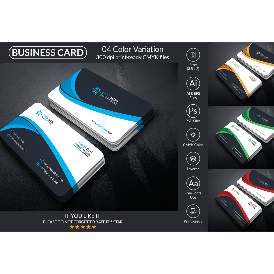 Modern Business Card Design Template main cover.