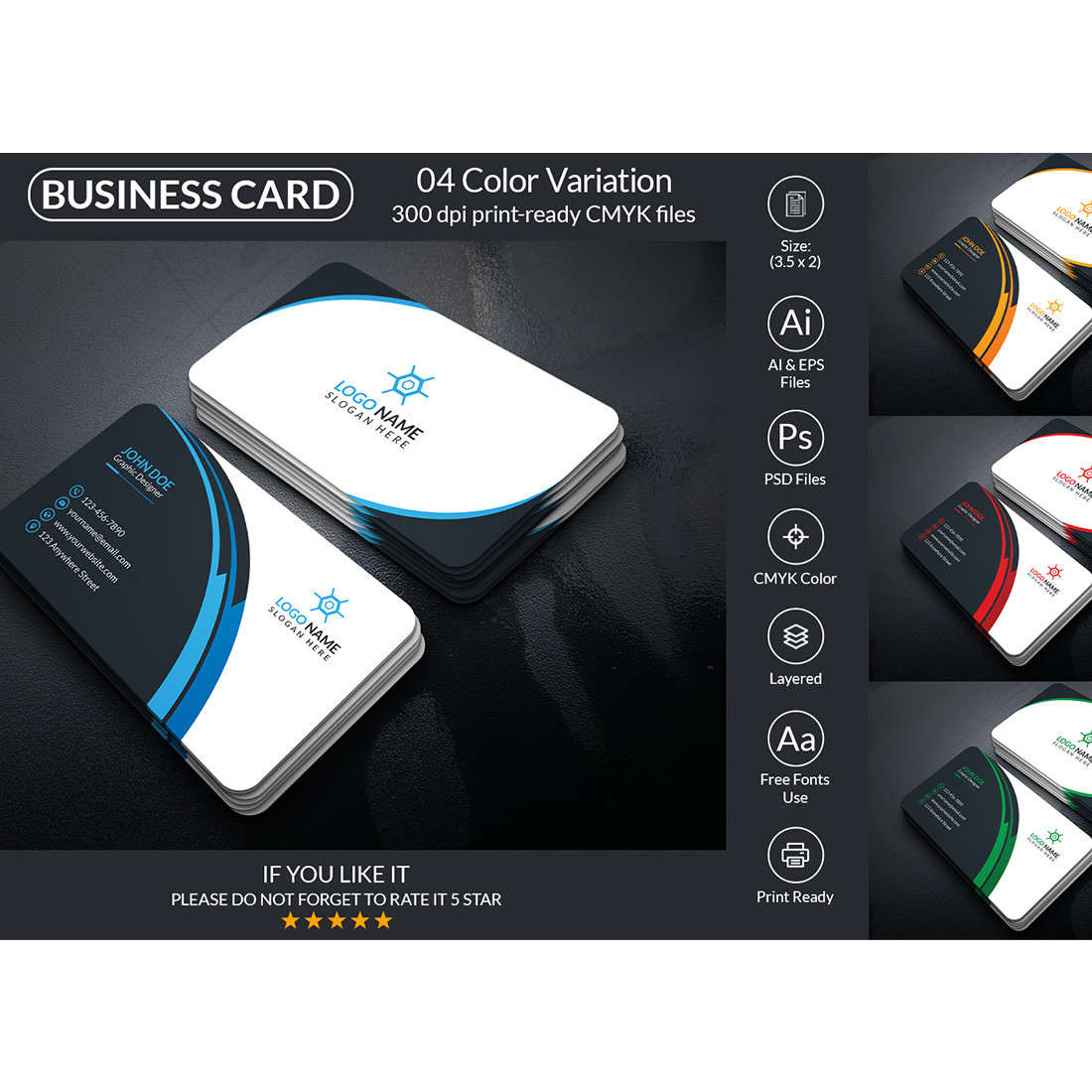 Creative Business Card Design Template cover image.