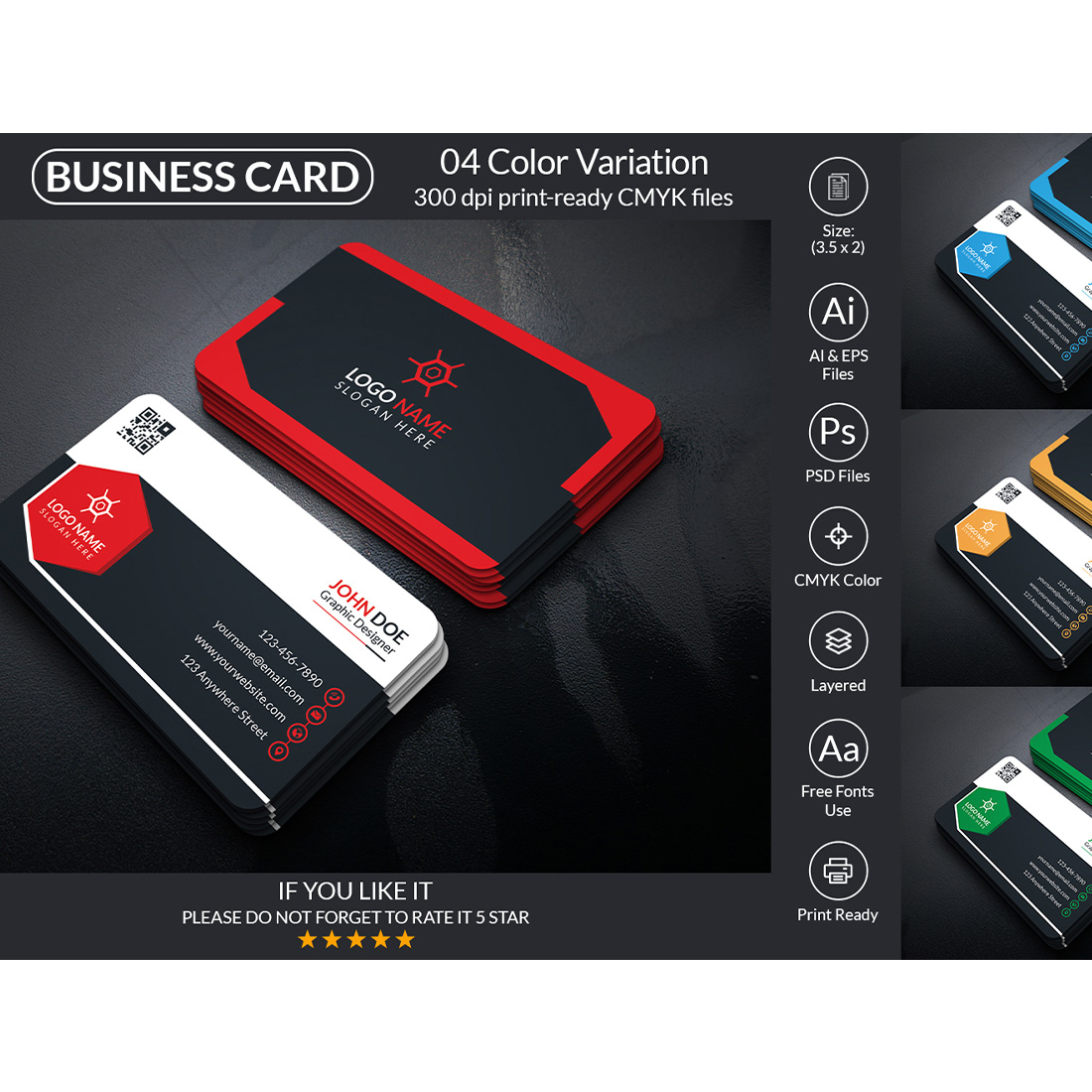 Corporate Business Card Design Template cover image.