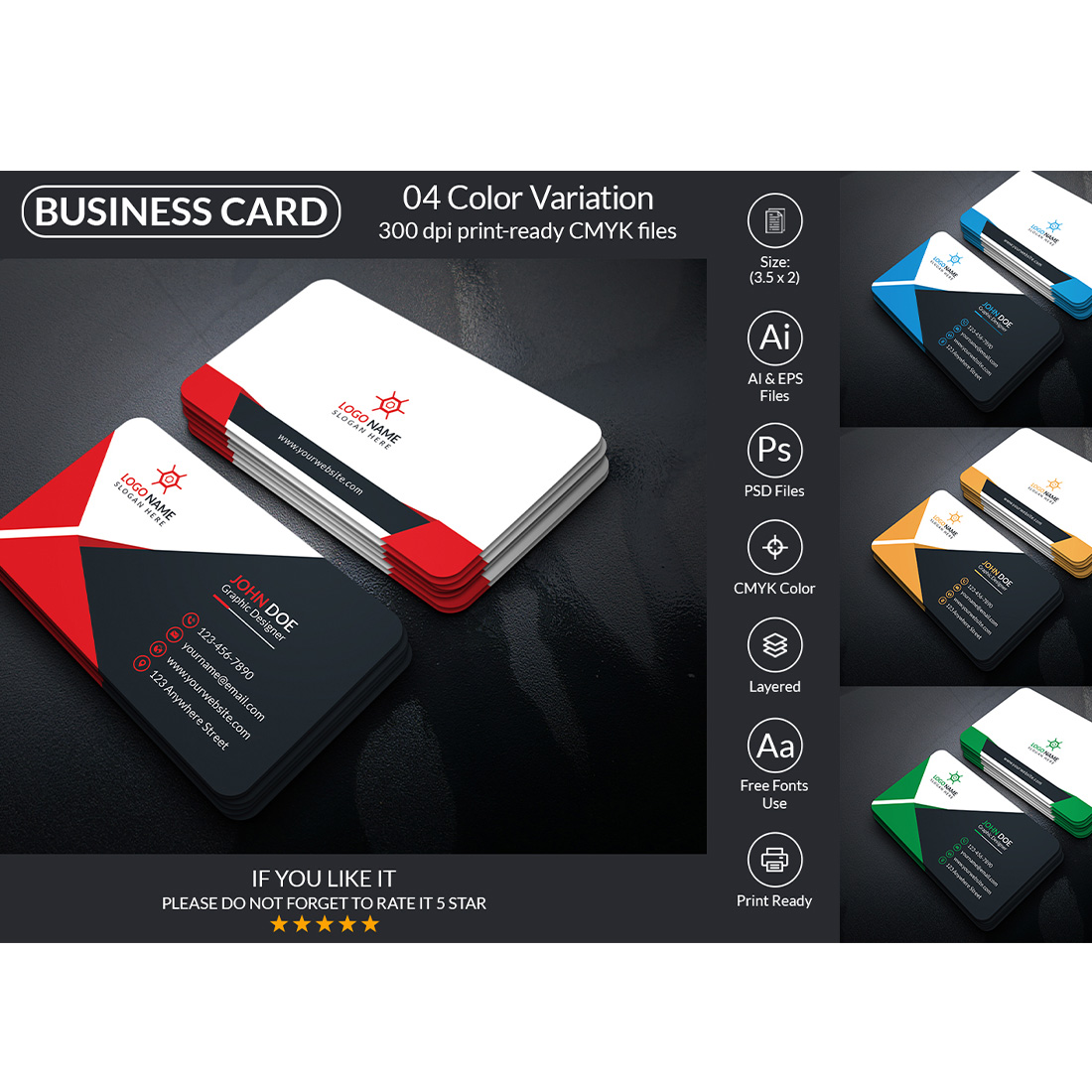 Corporate Business Card Design Template cover image.