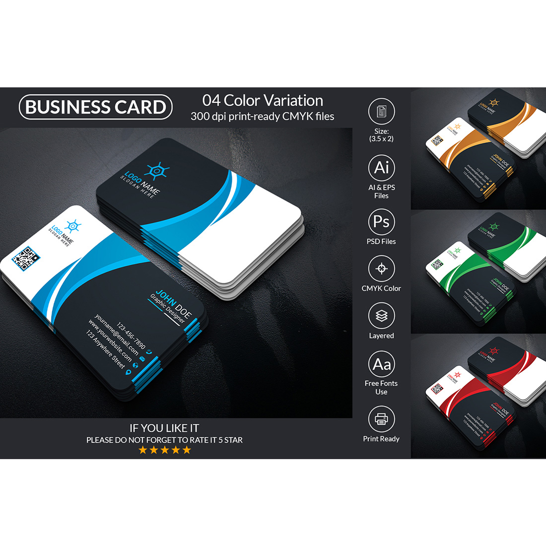 Business Card Creative Design Template cover image.