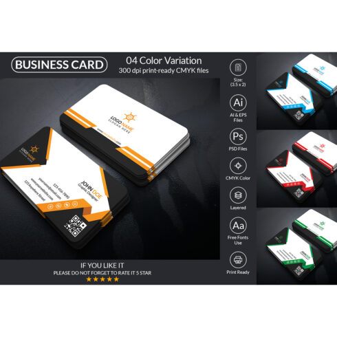 Corporate Business Card Design Template cover image.