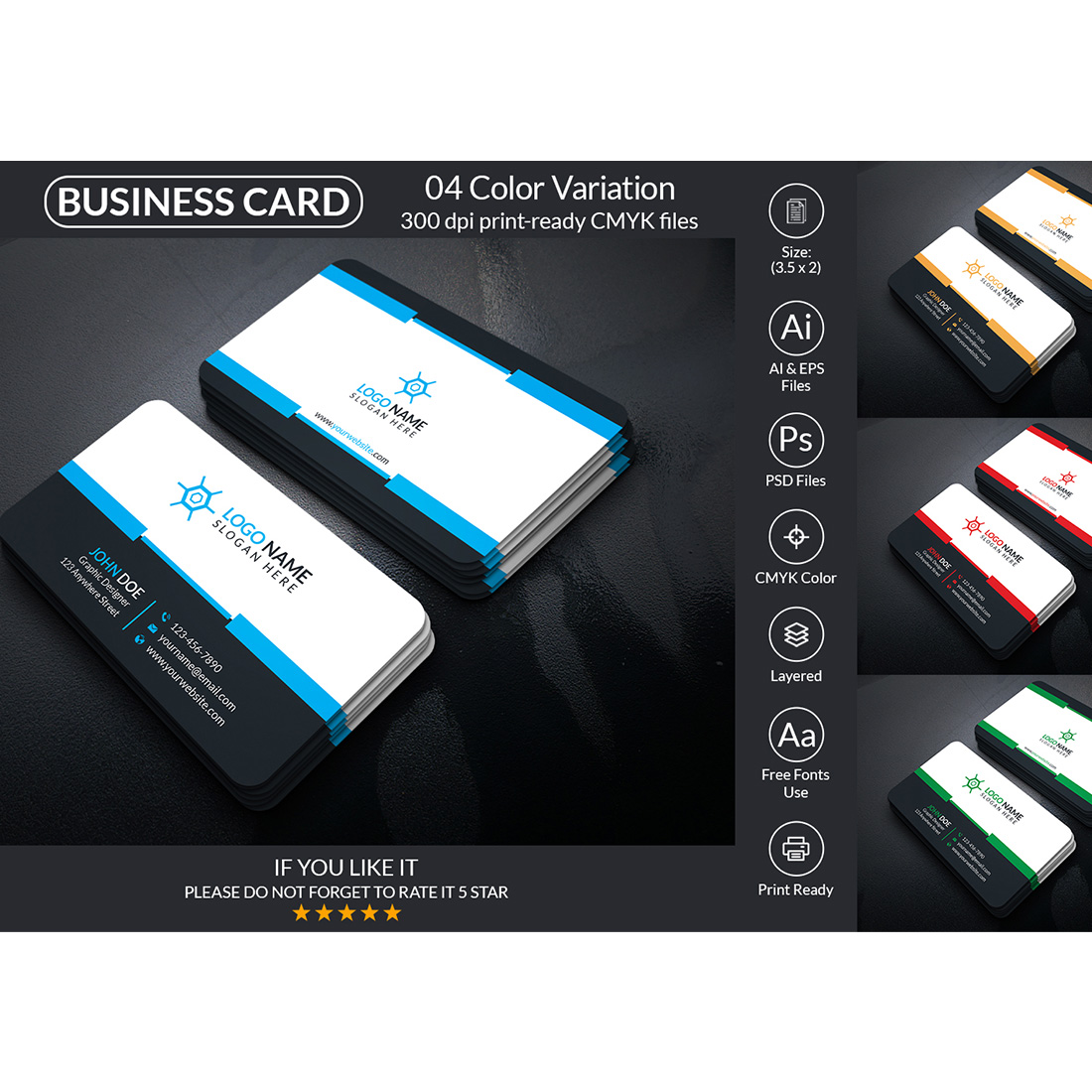 Business Card Minimal Design Template cover image.