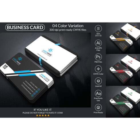 Minimal Business Card Design Template cover image.