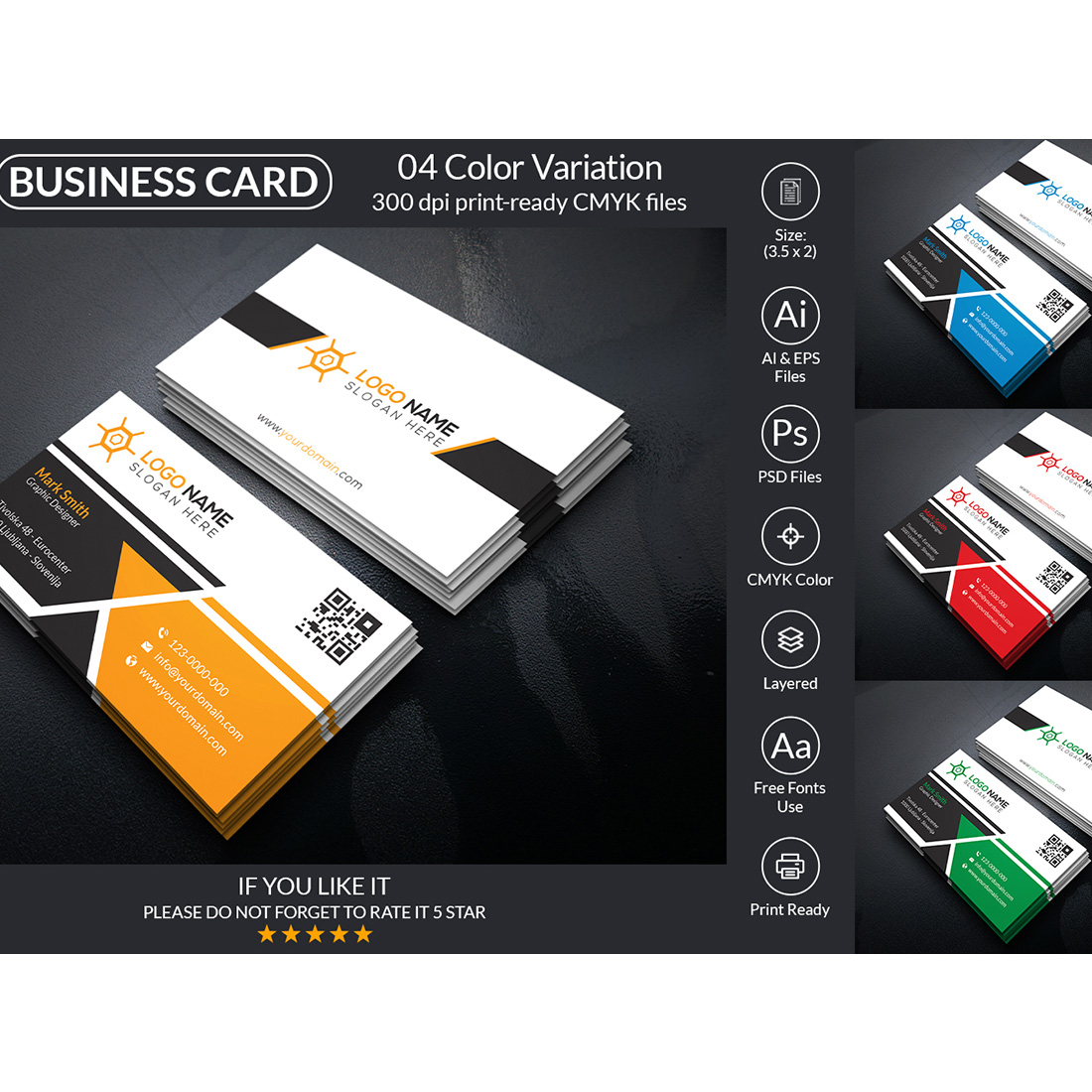 Creative Business Card Design Template cover image.