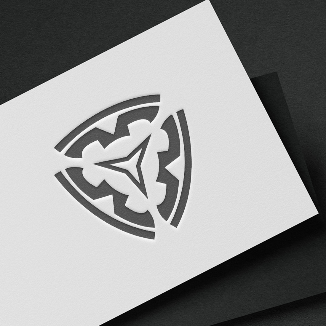 Business card mockup with Trinity And Security Logo Template.