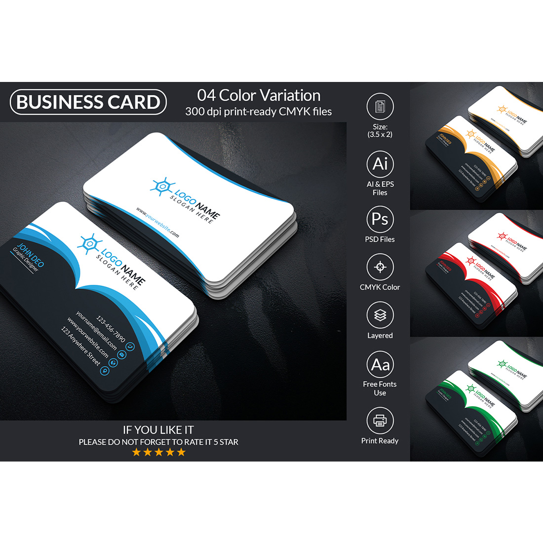 Creative Business Card Design Template cover image.