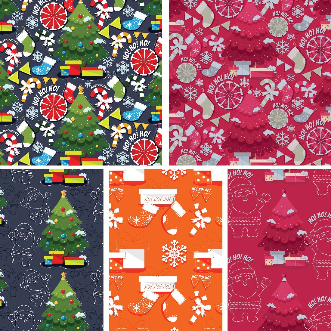 Colourful Seamless Christmas Digital Pattern Design cover image.