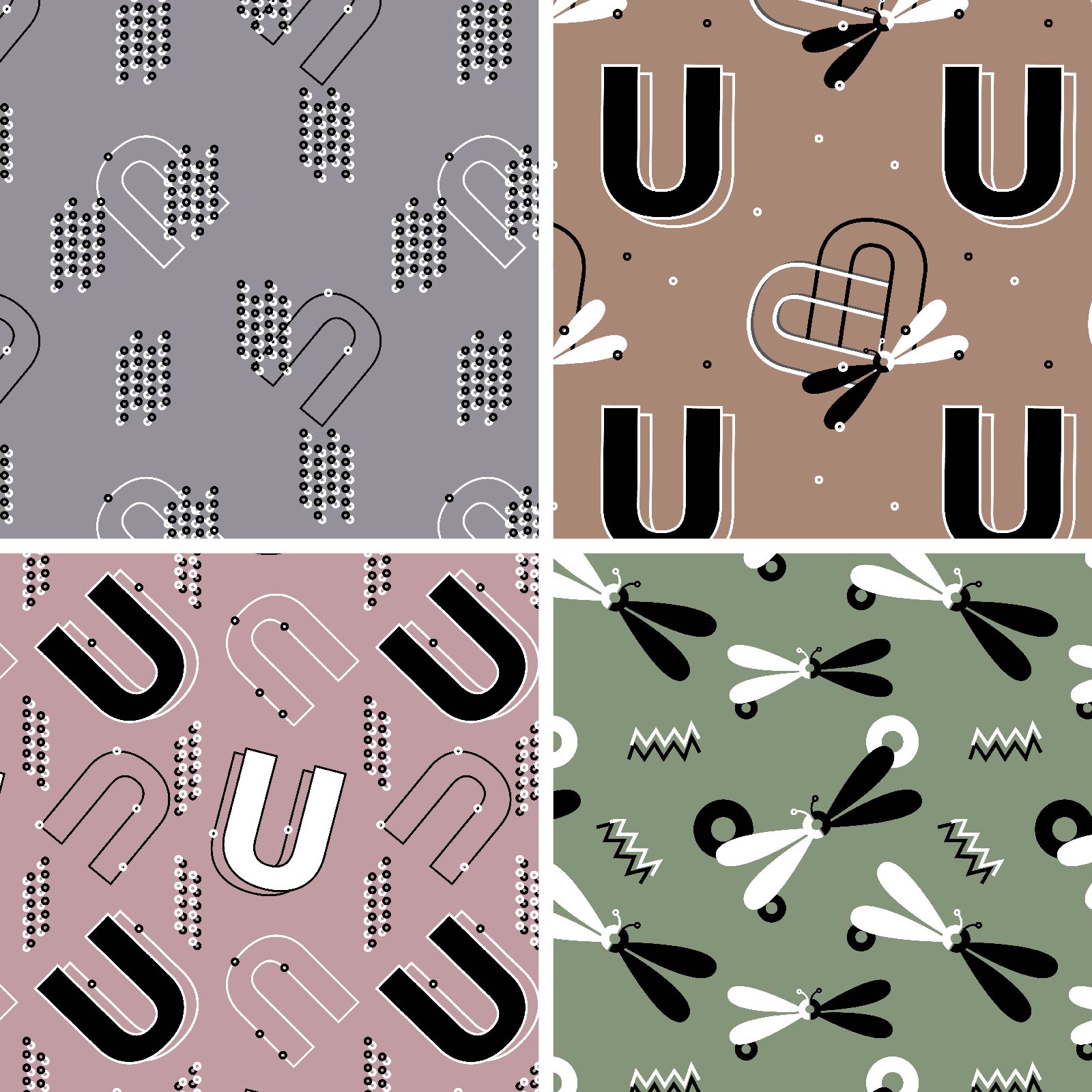Alphabet U-Unique Seamless Pattern Designs cover image.