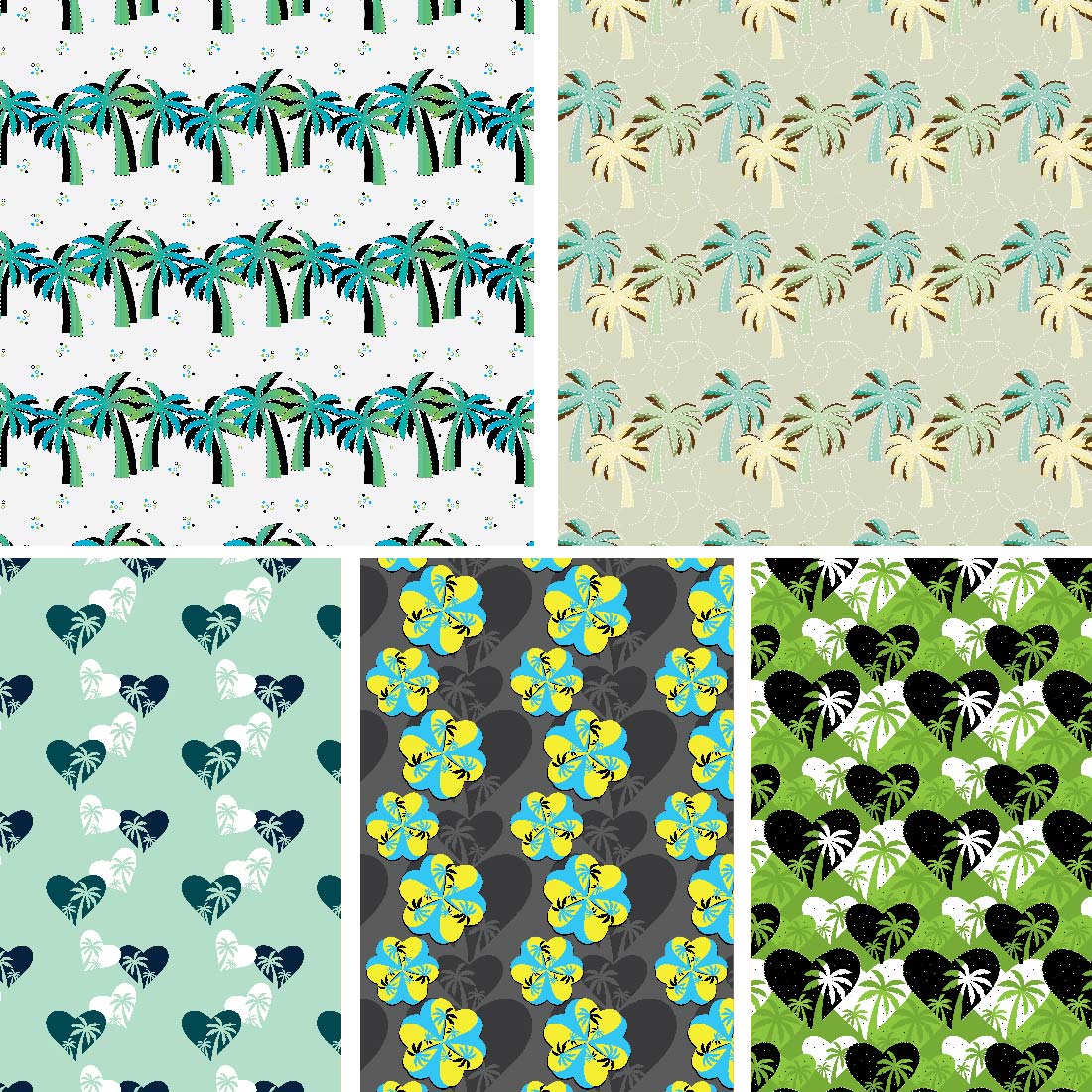 5 Seamless Palm Tree Pattern Designs cover image.