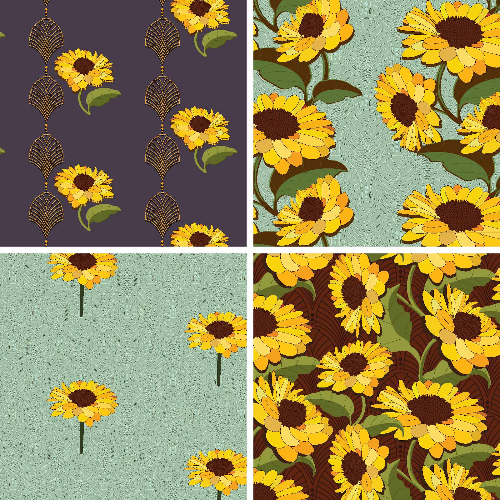 Sunflowers Seamless Pattern Designs cover image.