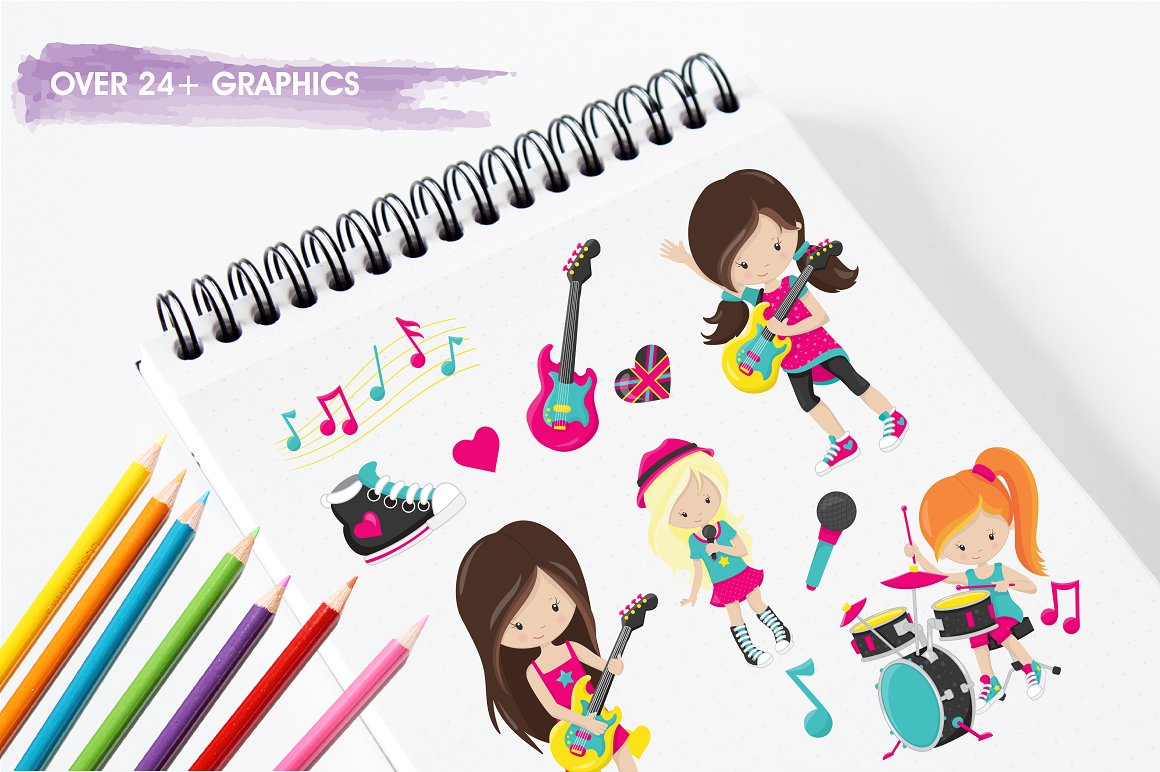 Classic simple notebook with girls band.