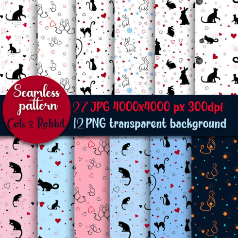 Seamless Pattern with Cats Valentine's Day main cover.