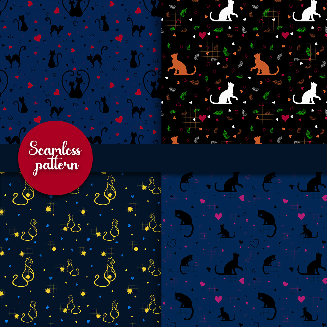 Seamless Pattern with Cats Valentine's Day cover image.