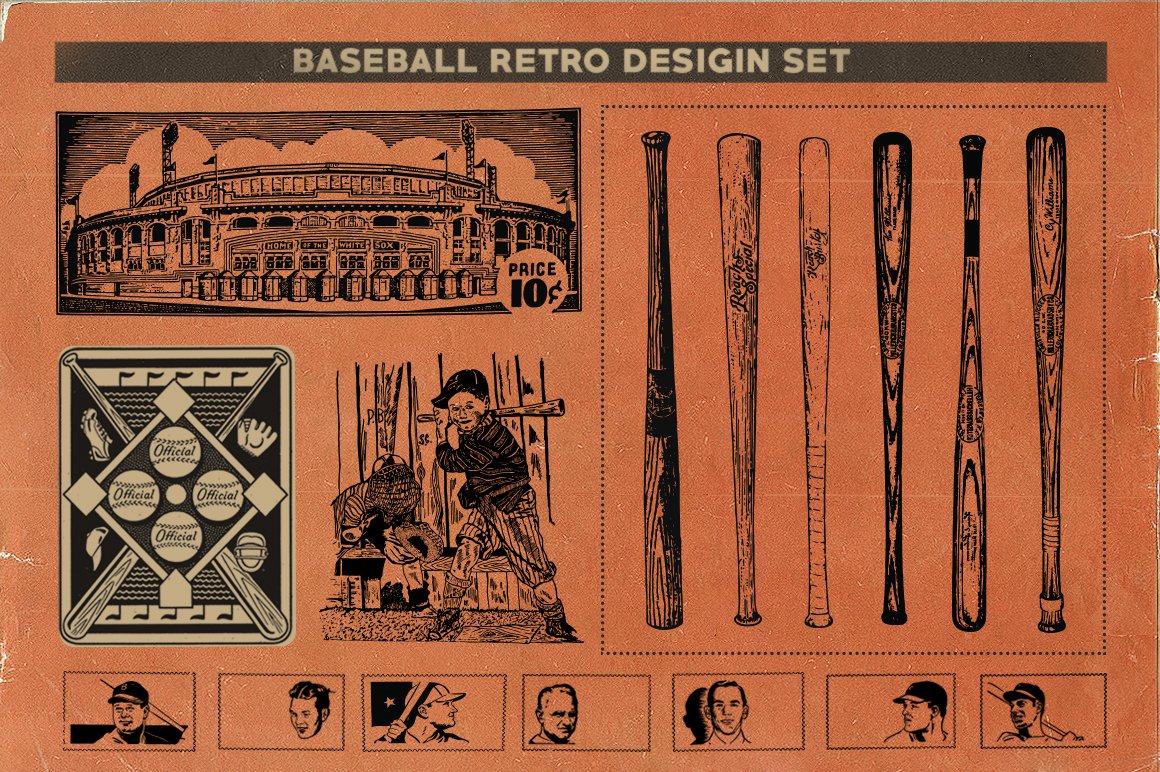 Cool vintage baseball elements.