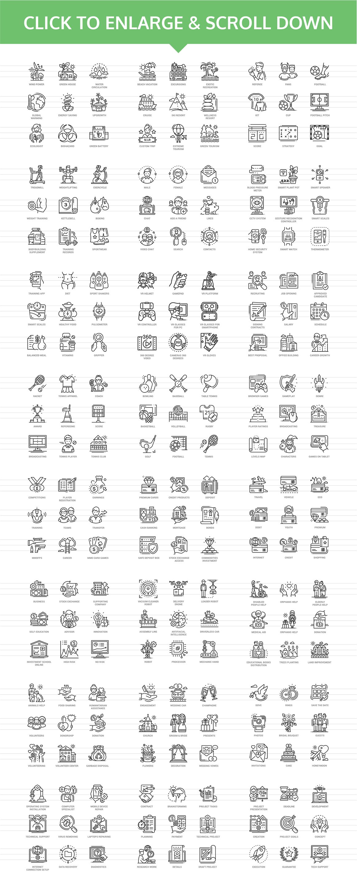 Collection of black innovicons icons on a white background.