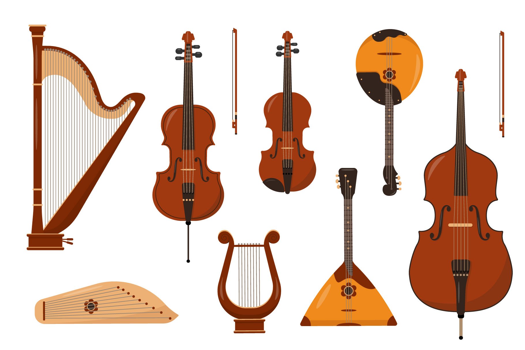 Lots of stringed instruments.
