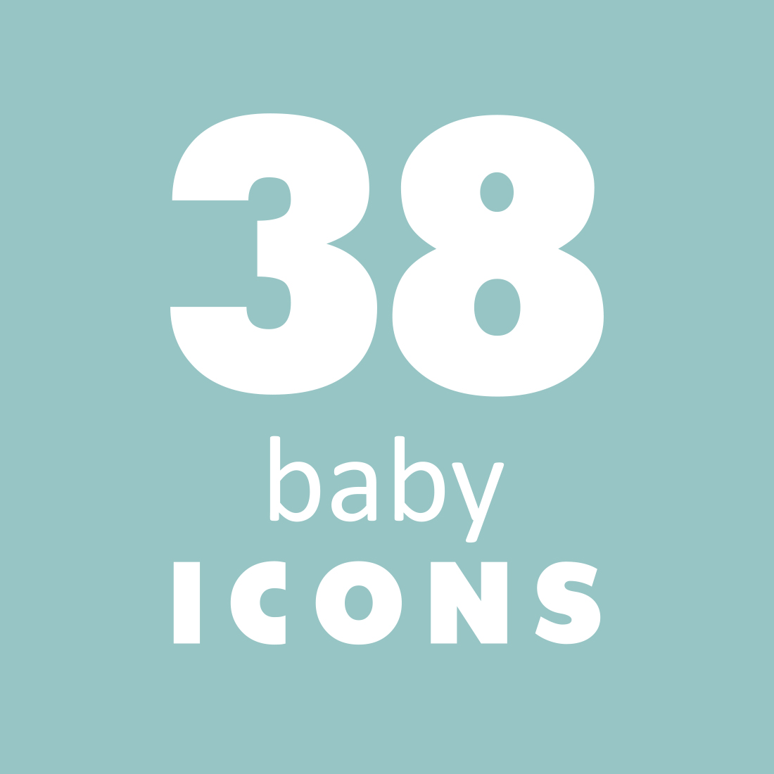 38 Baby, Feeding and Care Icons cover image.