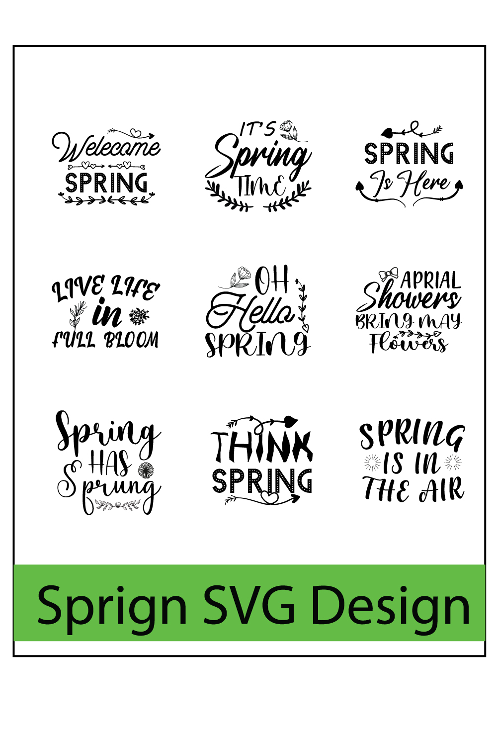Spring Quotes SVG Designs Bundle pinterest image.