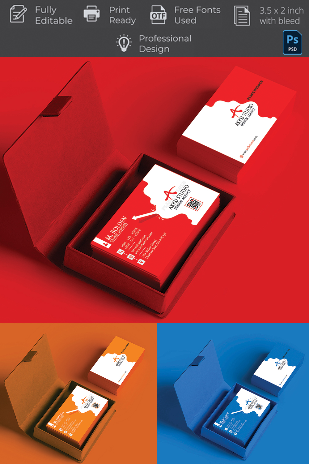 Modern Stylish Business Card Multicolored Design pinterest image.