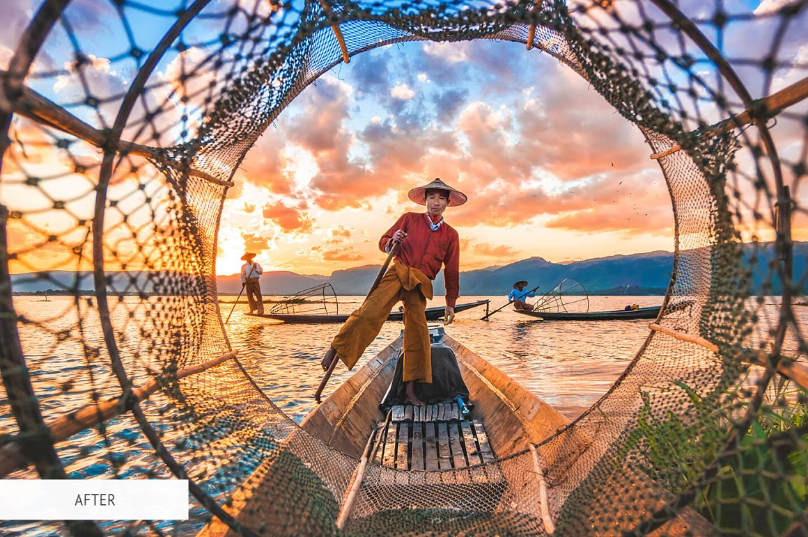 Irresistible image of Japanese fisherman with HDR effect.