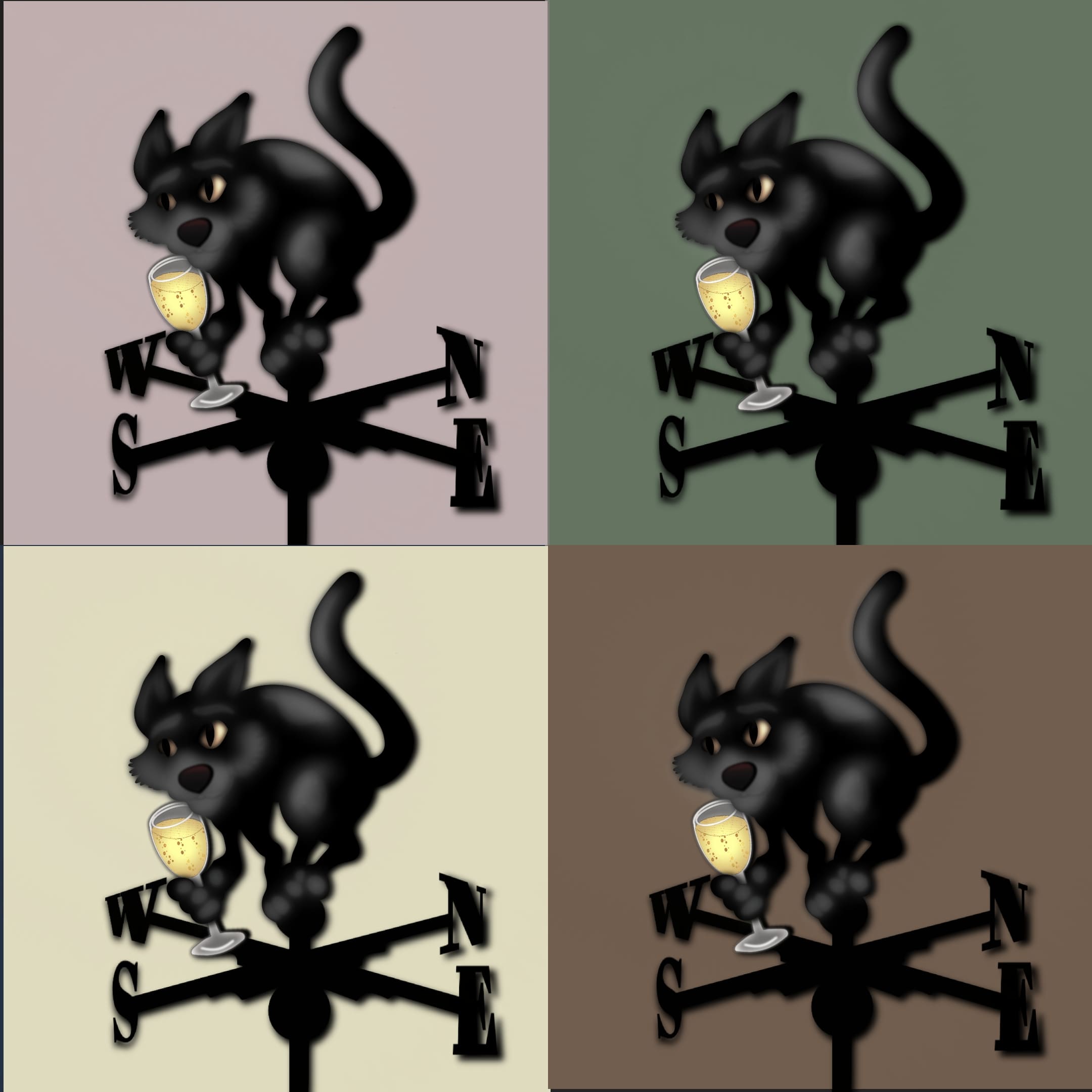 Four options of wolf illustrations.