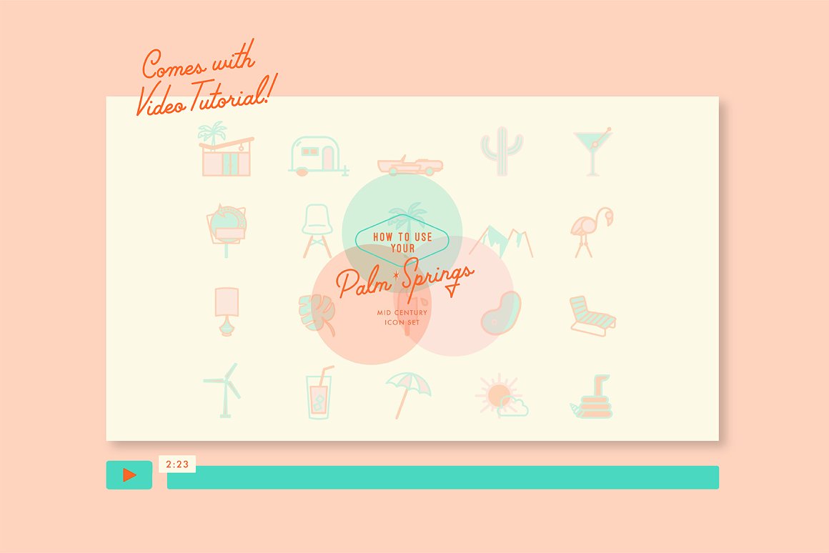 Preview of video "Palm Springs" on a pink background.