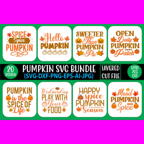 Pack of irresistible images for prints on the theme of pumpkin