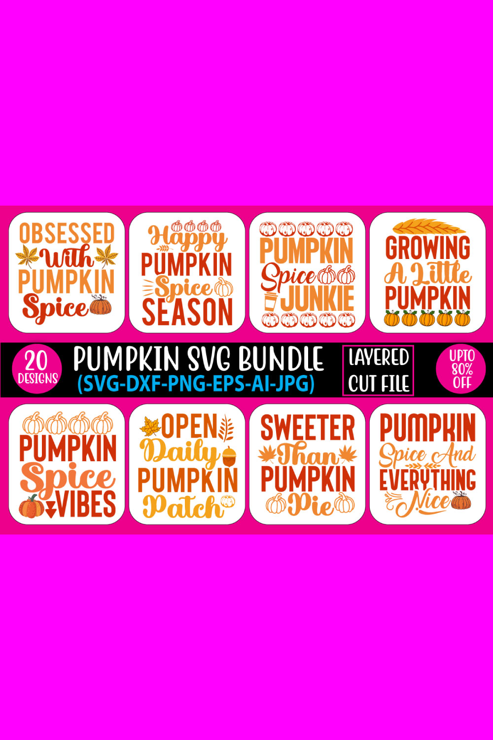 Pack of irresistible images for prints on the theme of pumpkin